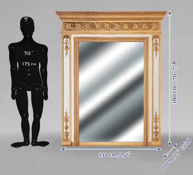 Trumeau de style Louis XVI rehaussé de peinture doré Trumeau de style Louis XVI rehaussé de peinture doré-6