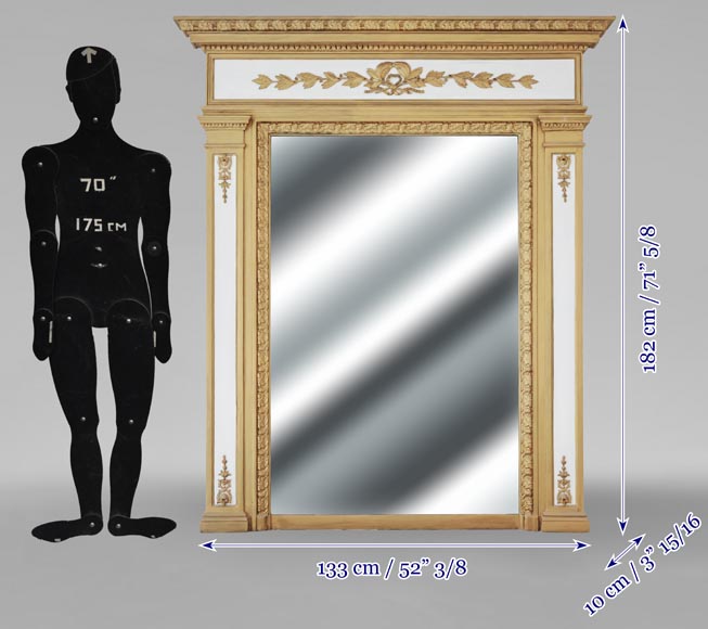 Trumeau de style Louis XVI rehaussé de peinture dorée-5