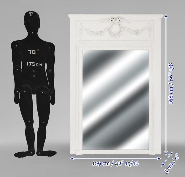 Trumeau de style Louis XVI décoré d'une couronne de fleur-6