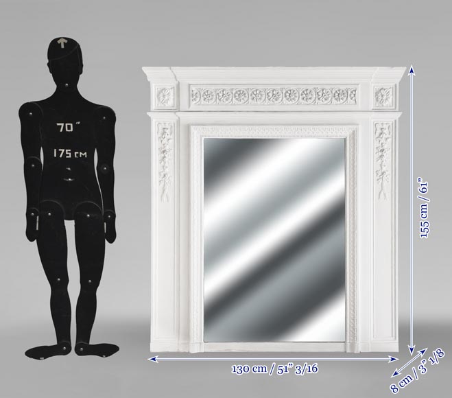 Trumeau de style Louis XVI décoré d'une frise de fleur-6