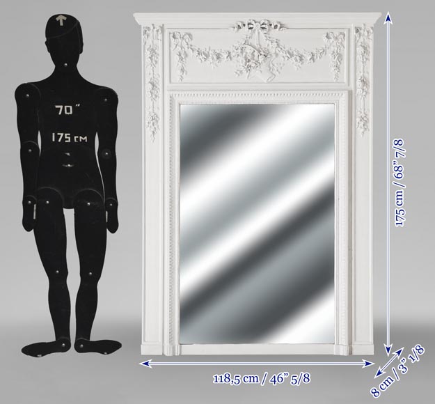 Trumeau de style Louis XVI décoré d'un panier fleuri Trumeau de style Louis XVI décoré d'un panier fleuri-6