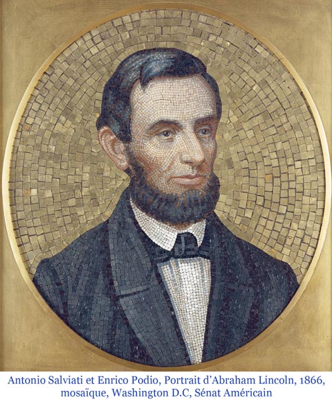 Attribué à Antonio Salviati (Vincenza, 1816 - Venise, 1890), paire de portraits en mosaïque Gioachino Rossini et Baldassarre Peruzz-7