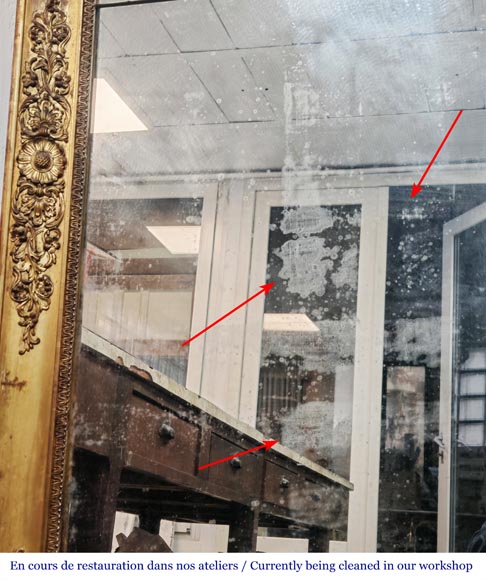 Petit trumeau d'époque Louis Philippe doré, richement décoré Petit trumeau d'époque Louis Philippe doré, richement décoré-7