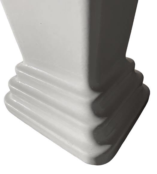 Lavabo double vasque en céramique émaillée, robinetterie chromée, Art Déco Lavabo double vasque en céramique émaillée, robinetterie chromée, Art Déco-5