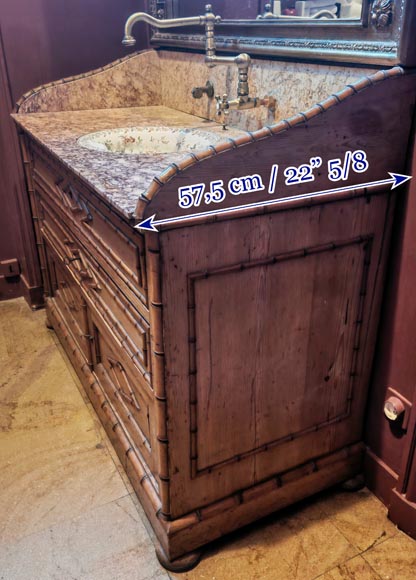 Lavabo en marbre brocatelle et en bois imitant le bambou Lavabo en marbre brocatelle et en bois imitant le bambou-7