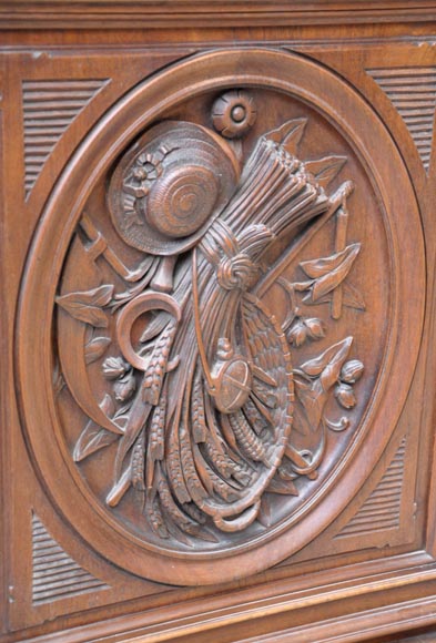 Grand buffet vitré d’époque Napoléon III au décor agreste-2