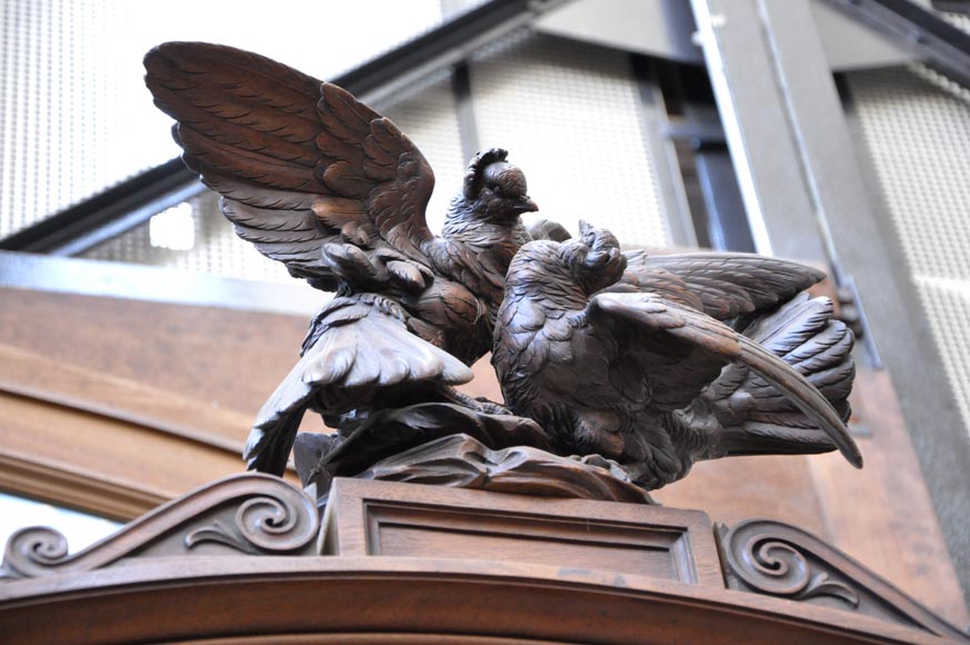 Grand buffet vitré d’époque Napoléon III au décor agreste-8