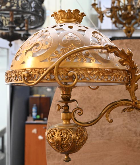 Lustre de billard d’époque Napoléon III en bronze doré-1