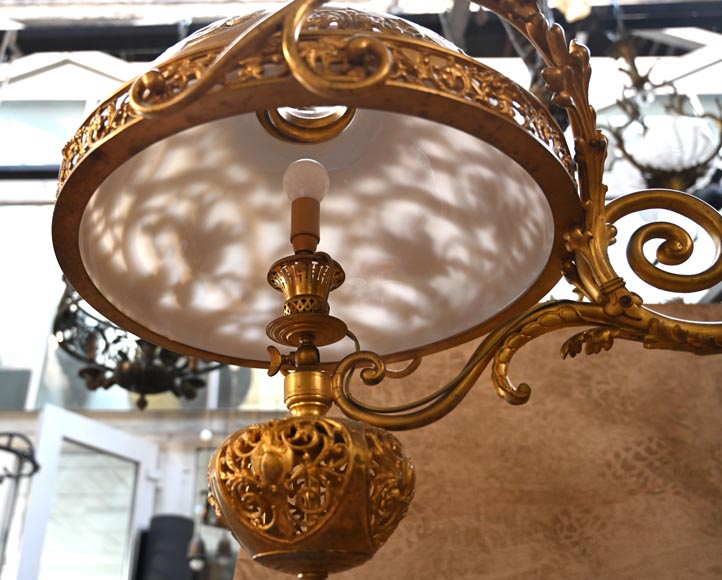 Lustre de billard d’époque Napoléon III en bronze doré-3
