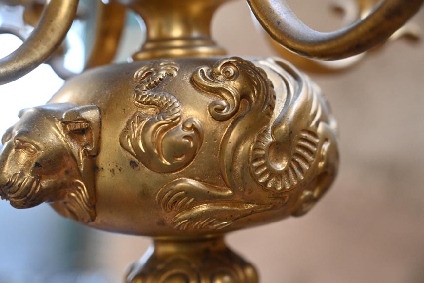 Lustre de billard d’époque Napoléon III en bronze doré-9