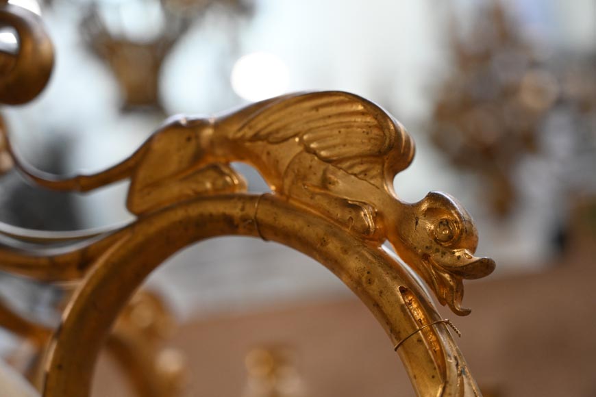 Lustre de billard d’époque Napoléon III en bronze doré-10