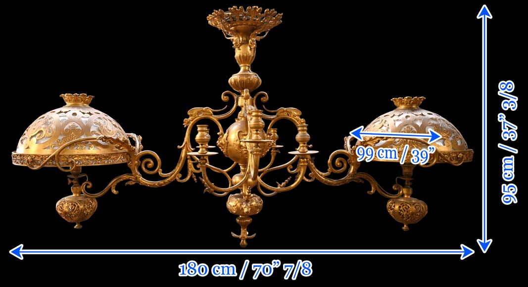 Lustre de billard d’époque Napoléon III en bronze doré-13