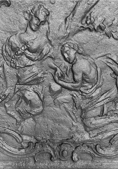 Plaque de cheminée de style Louis XV à la scène galante-3