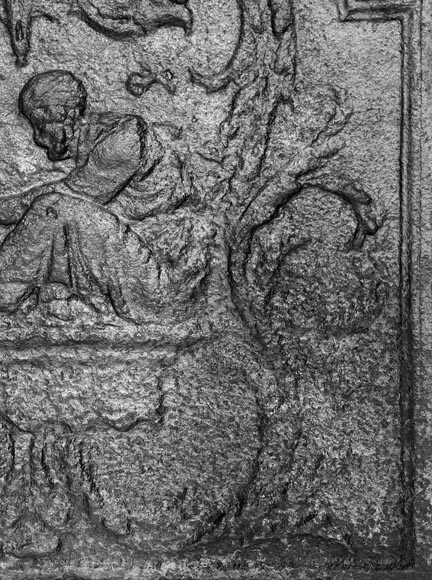 Plaque de cheminée aux personnages près du feu Plaque de cheminée aux personnages près du feu-6