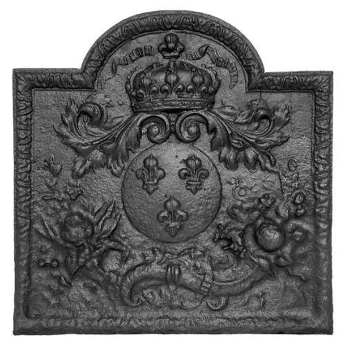 Plaque de cheminée aux armes de France et corne d'abondance