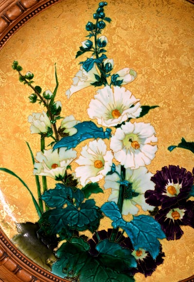 MILET & DIFFLOTH – Plat d'ornement en céramique émaillée au décor de fleurs des champs-2