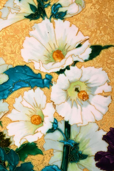 MILET & DIFFLOTH – Plat d'ornement en céramique émaillée au décor de fleurs des champs-3