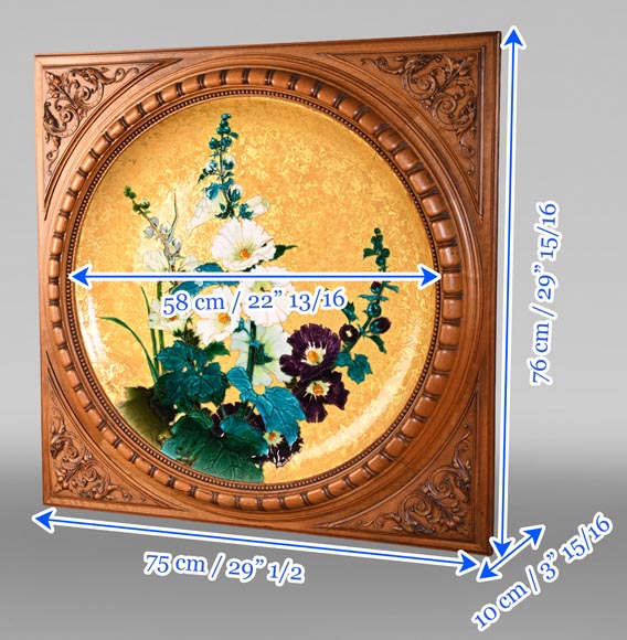 MILET & DIFFLOTH – Plat d'ornement en céramique émaillée au décor de fleurs des champs-11