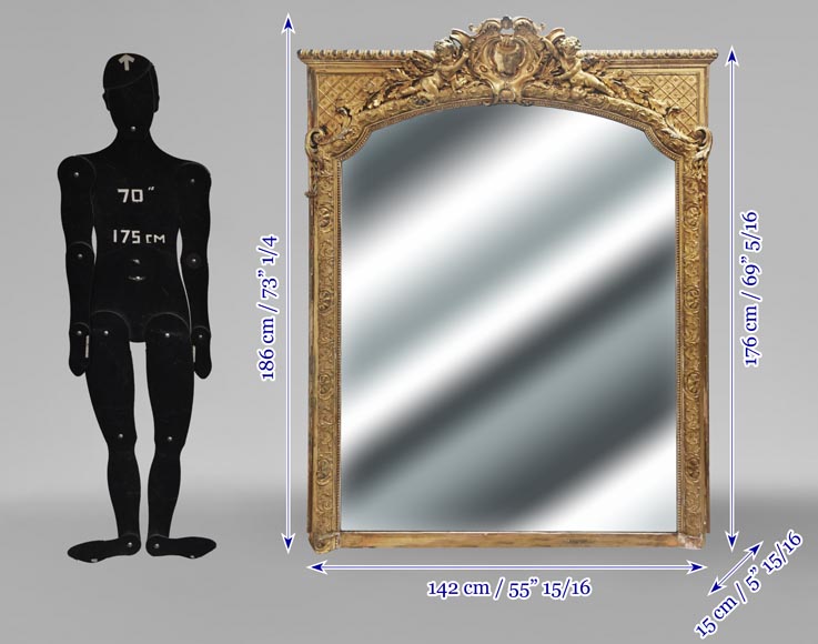 Trumeau richement doré de style Napoléon III, décoré de puttis-9