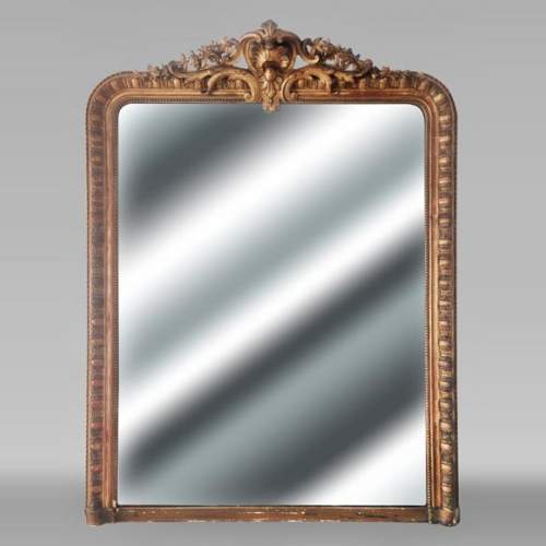 Trumeau doré de style Louis XV au décor floral