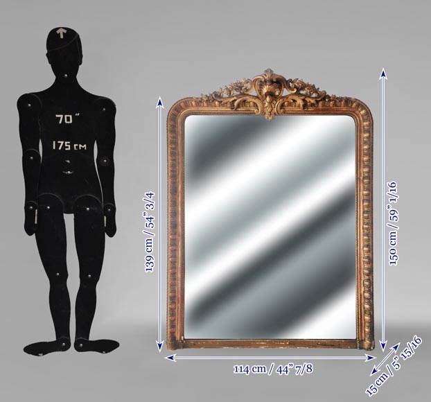 Trumeau doré de style Louis XV au décor floral-6