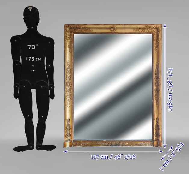 Trumeau doré d'époque Louis Philippe décoré de fleurs et d'une palmette Trumeau doré d'époque Louis Philippe décoré de fleurs et d'une palmette-6