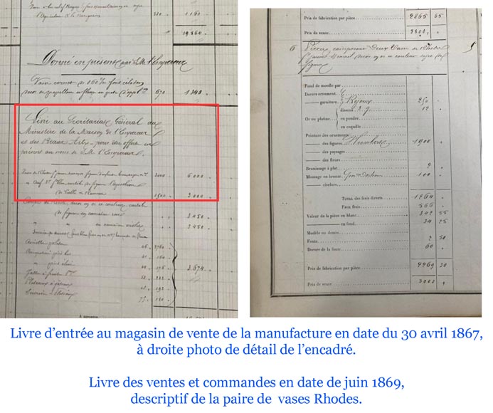 Manufacture de SÈVRES, Paire de vases Rhodes commandée par la Maison de l’Empereur Napoléon III-18