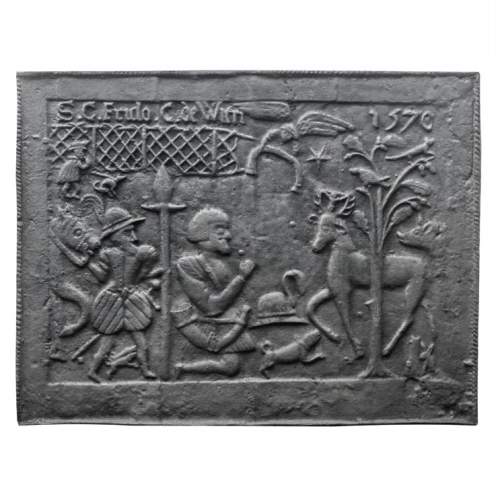 “La conversion de Saint Hubert” Grande plaque de cheminée en fonte moderne