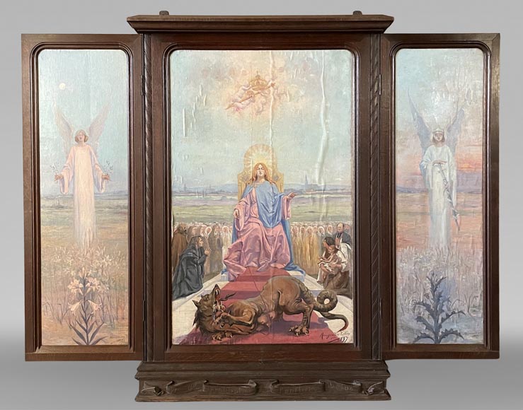 Charles-Édouard MAUGENDRE-VILLERS (1852-1922), Triptyque votif à la Vierge protectrice contre la peste Charles-Édouard MAUGENDRE-VILLERS (1852-1922), Triptyque votif à la Vierge protectrice contre la peste-0
