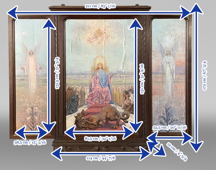 Charles-Édouard MAUGENDRE-VILLERS (1852-1922), Triptyque votif à la Vierge protectrice contre la peste Charles-Édouard MAUGENDRE-VILLERS (1852-1922), Triptyque votif à la Vierge protectrice contre la peste-16