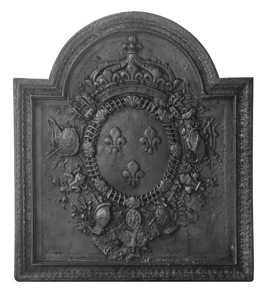 Plaque de cheminée aux armes de France et au H couronné-0