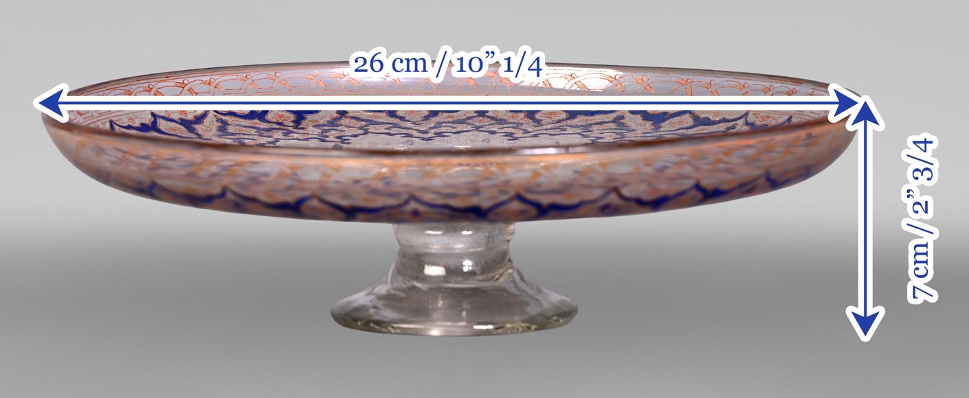 BROCARD Philippe-Joseph (dans le goût de) — Coupe sur pied en verre soufflé émaillé et doré à décor perso-islamique-6