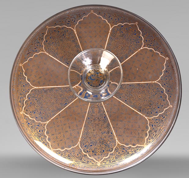 BROCARD Philippe-Joseph (dans le goût de) — Assiette en verre soufflé émaillé et doré à décor perso-islamique-4