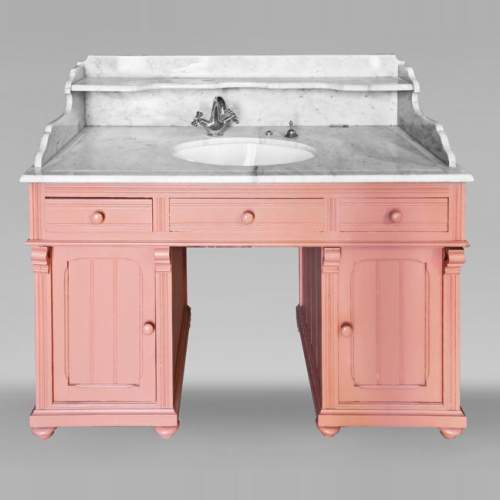 Lavabo de style Napoléon III en marbre et bois peint
