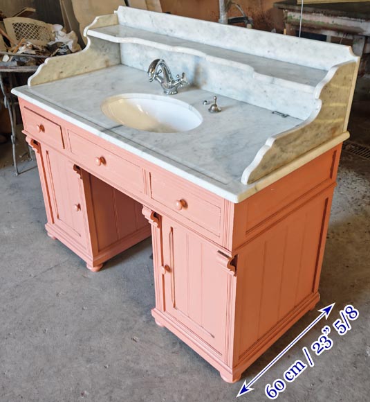 Lavabo de style Napoléon III en marbre et bois peint-2