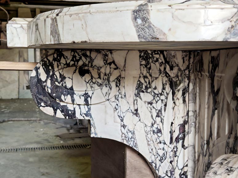 Grande console de style Napoléon III en marbre Brèche violette à pattes de lion-4
