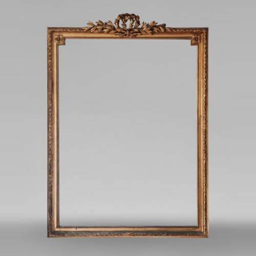 Cadre de trumeau doré de style Louis XVI à double couronne de laurier