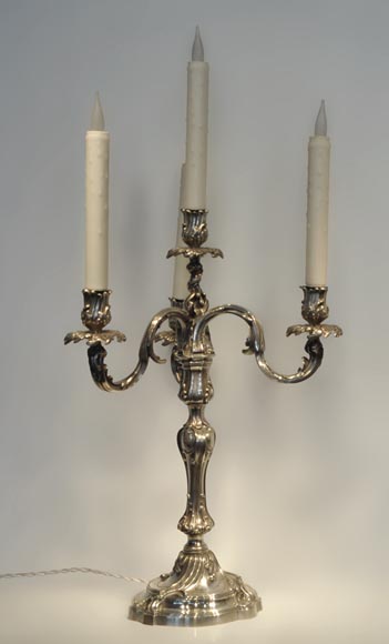 Exceptionelle paire de chandeliers de style Louis XV en argent par BOIN-TABURET-1