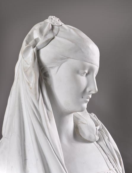 Albert-Ernest Carrier de Belleuse dit « CARRIER-BELLEUSE » (1824 - 1887) (d'après), Buste de jeune fille en biscuit-1
