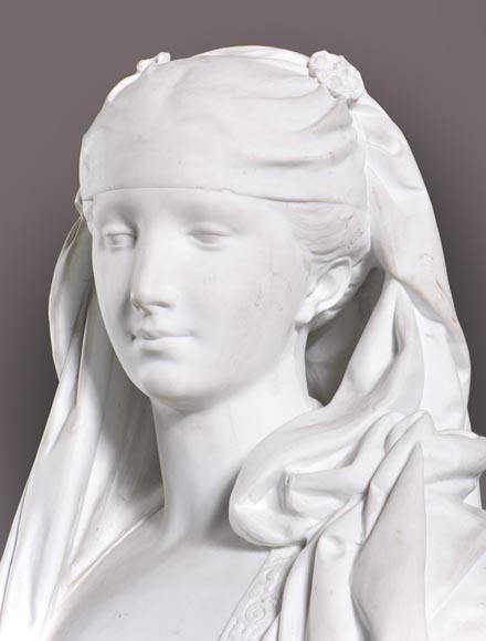 Albert-Ernest Carrier de Belleuse dit « CARRIER-BELLEUSE » (1824 - 1887) (d'après), Buste de jeune fille en biscuit-2