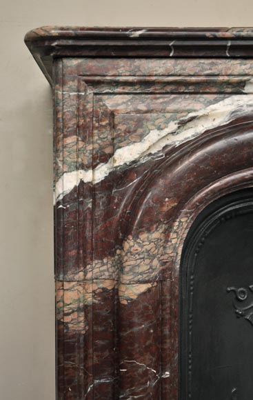 Cheminée ancienne de style Louis XIV en marbre de Campan Rubané-3