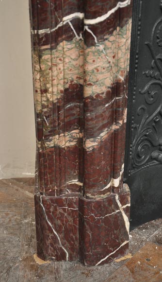 Cheminée ancienne de style Louis XIV en marbre de Campan Rubané-4