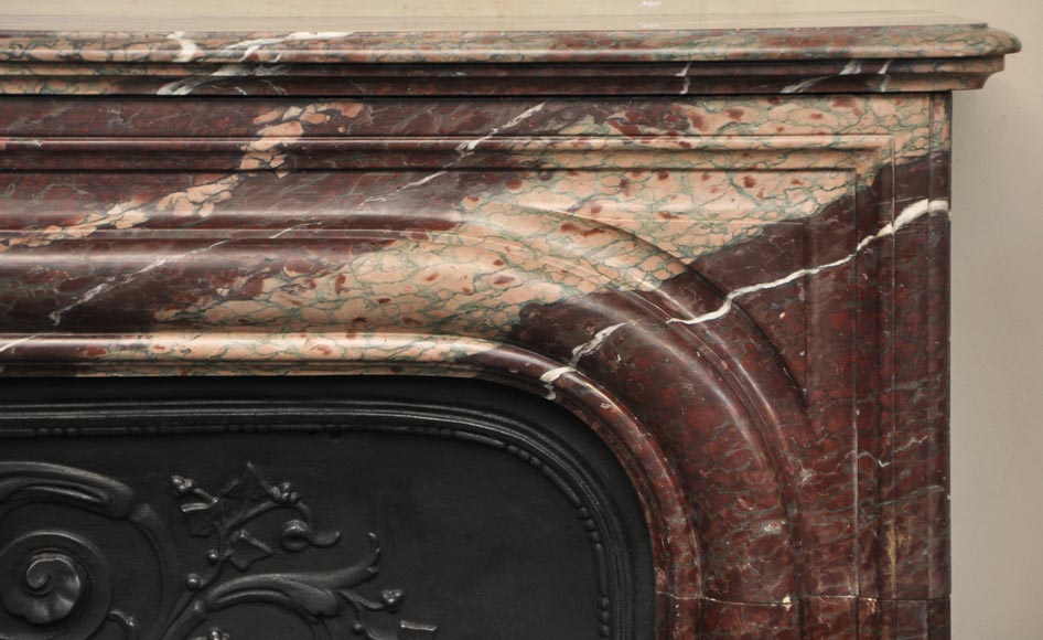Cheminée ancienne de style Louis XIV en marbre de Campan Rubané-6