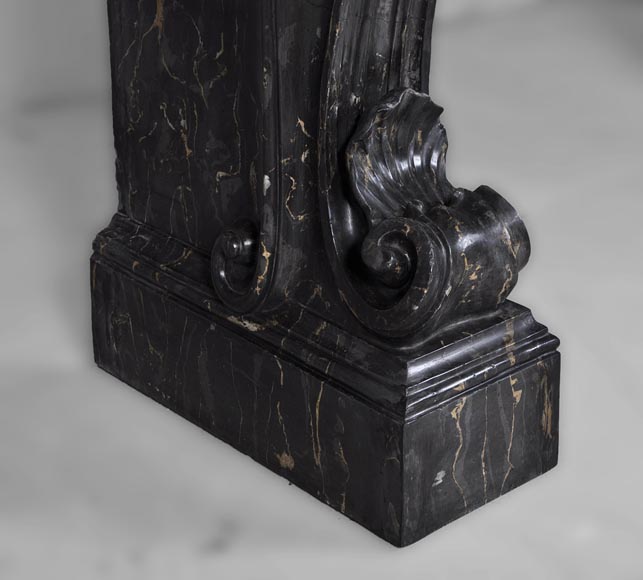 Cheminée ancienne de style Napoléon III en scagliola imitation marbre Portor-6