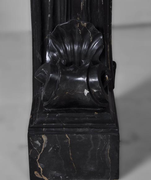 Cheminée ancienne de style Napoléon III en scagliola imitation marbre Portor-9