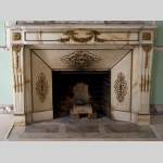 Très belle cheminée ancienne de style Louis XVI en marbre Panazeau à ornements de bronze doré