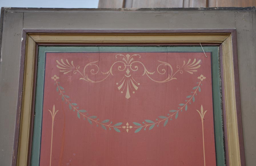 Double porte ancienne à décor floral peint-1