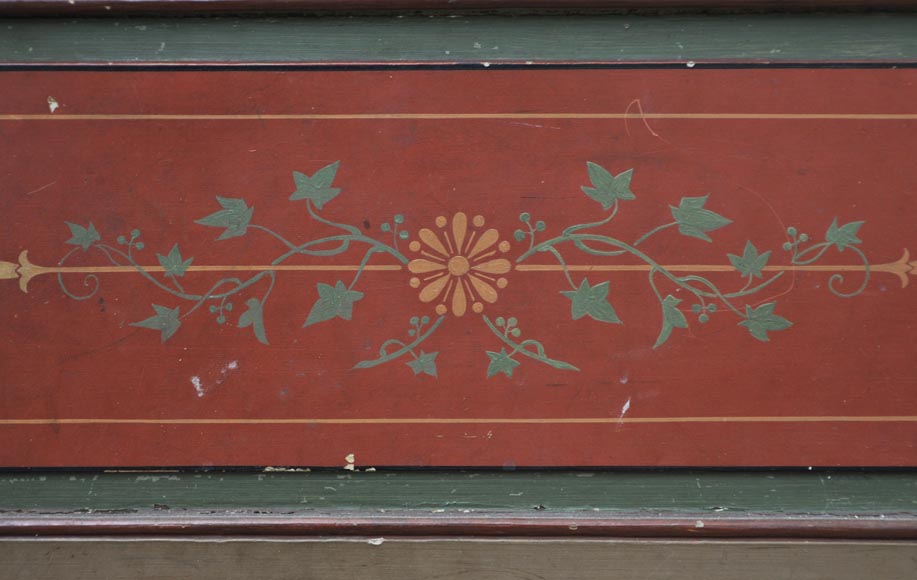 Double porte ancienne à décor floral peint-3