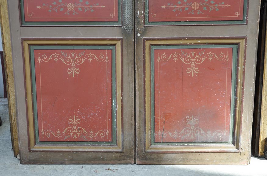 Double porte ancienne à décor floral peint-4