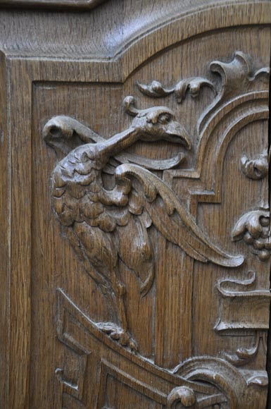 Fausse paire de portes anciennes en chêne sculpté du XIXè siècle-5